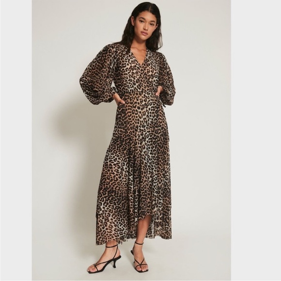 Ganni leopard animal print dress NWOT - Picture 4 of 12